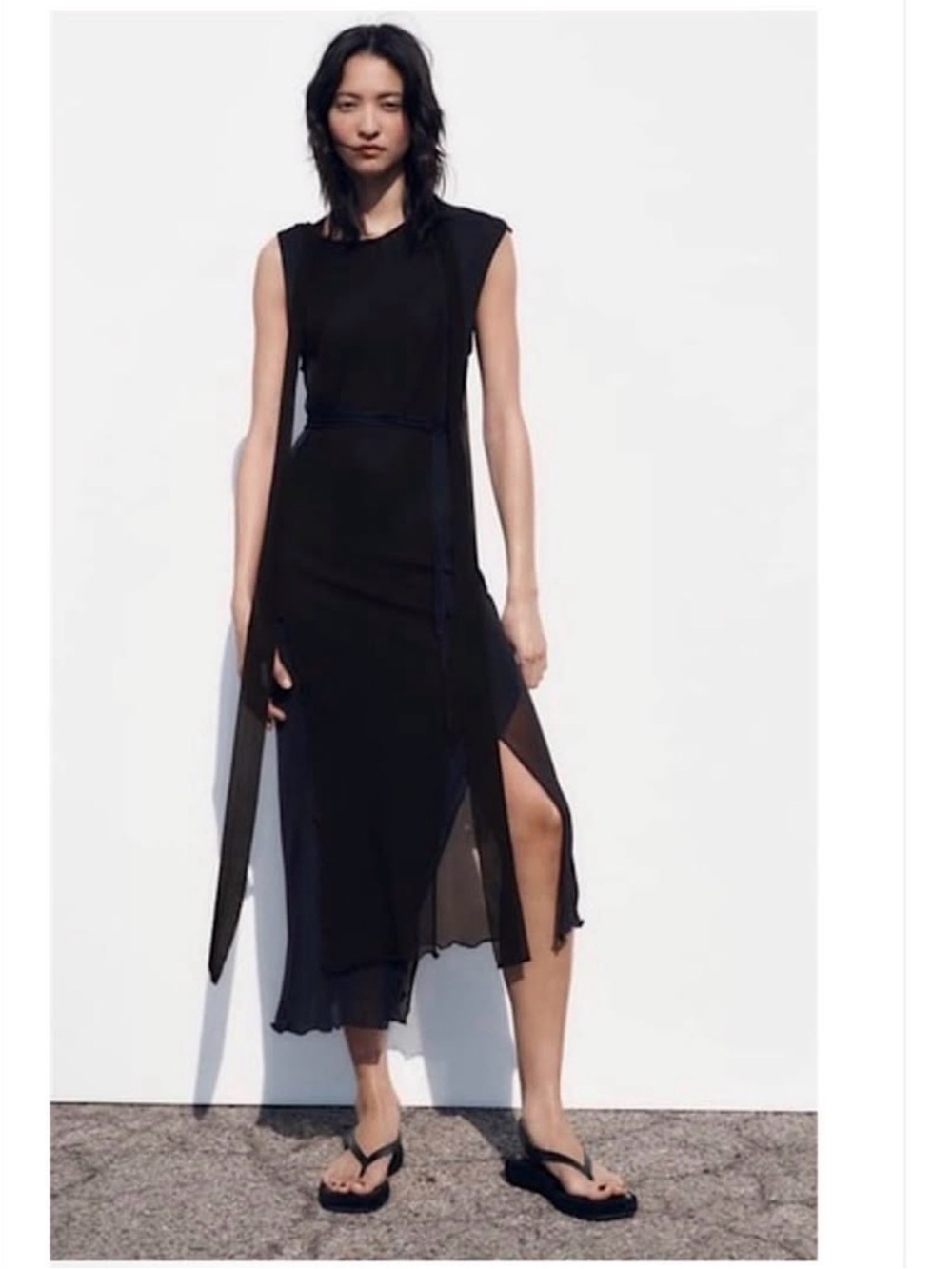 zara layered dress ZARA Ruffled Dotted Mesh Dress